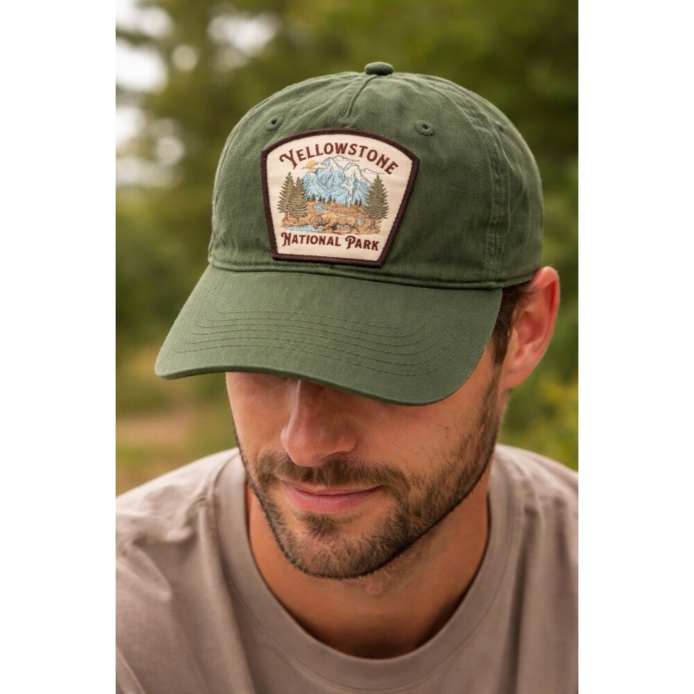 YELLOWSTONE PARK Men's HAT CAP WYOMING CKER TRUSNAPBACK GREEN VINTAGE Rope